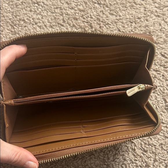 Coach Signature Brown and Tan Zip Wallet - Picture 8 of 8